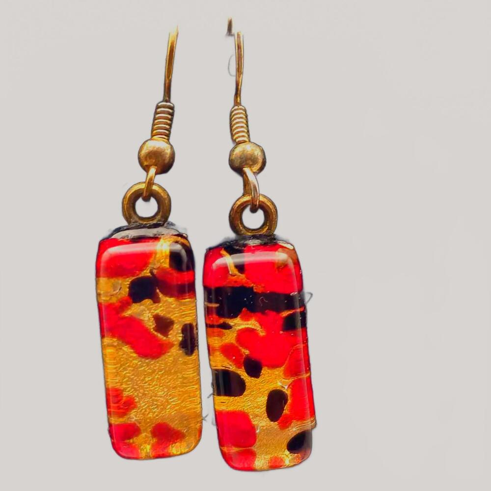Murano Handmade Dichroic Fused Glass Drop Earrings